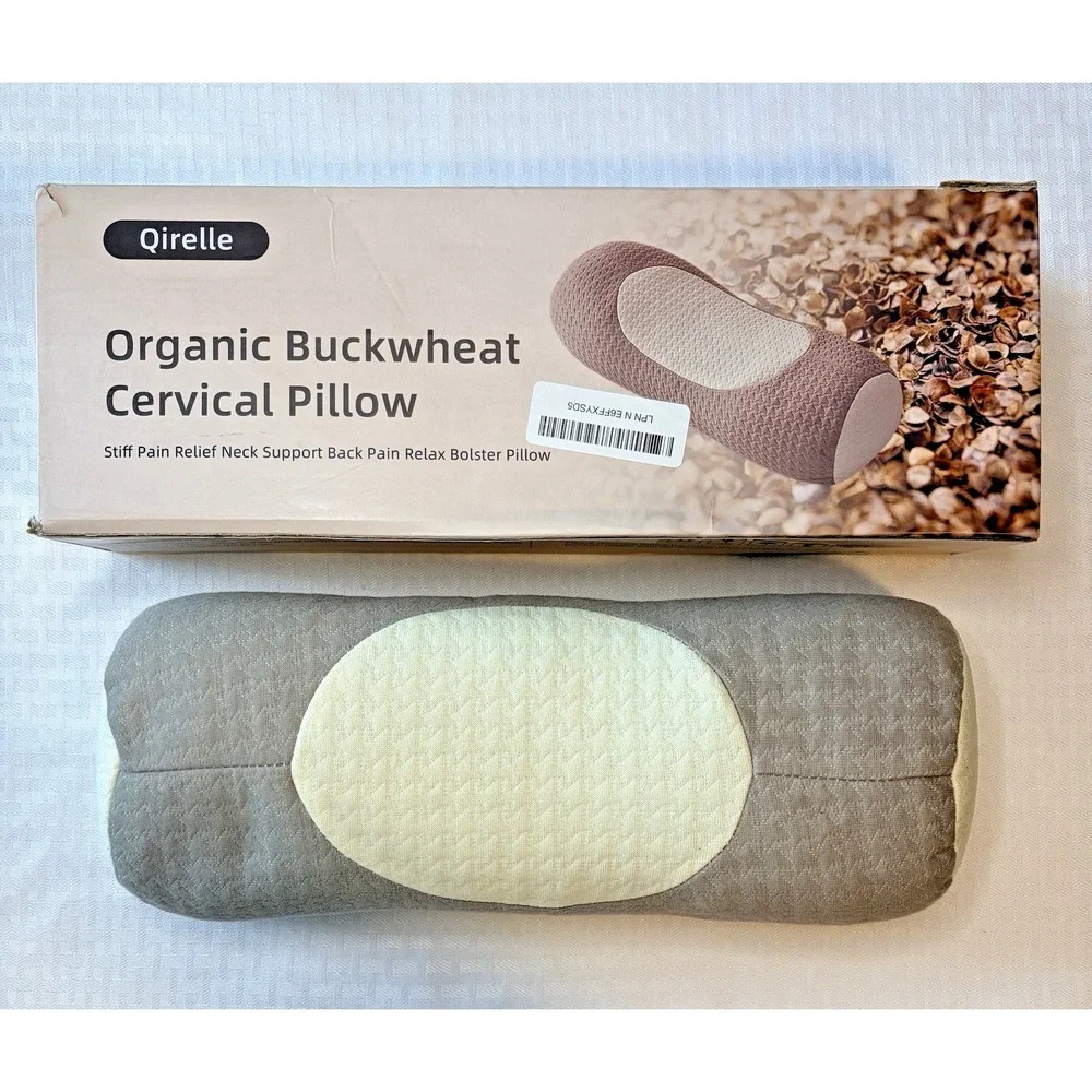 Organic Buckwheat Cervical Neck Pillow, Adjustable Neck Roll